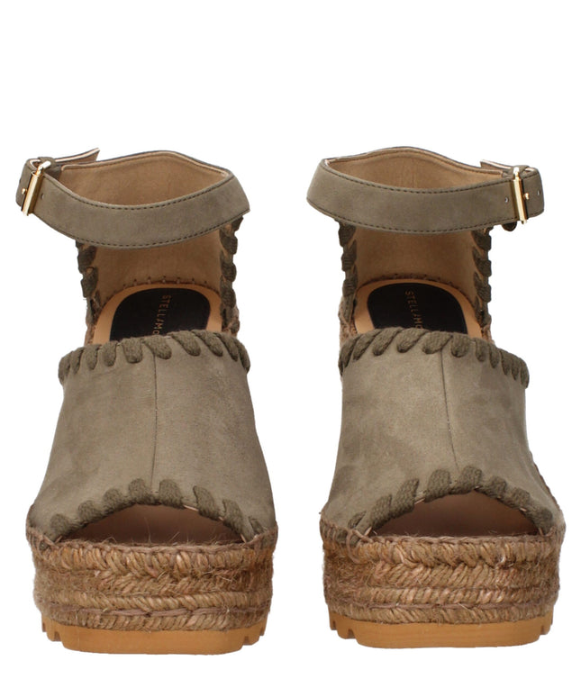 Stella McCartney Green Leather Wedges Sandals
