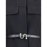 Max Mara Black Fleece Wool Coat