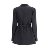Max Mara Black Fleece Wool Full-Length Jacket