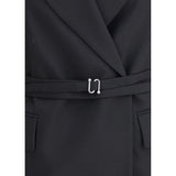 Max Mara Black Fleece Wool Full-Length Jacket