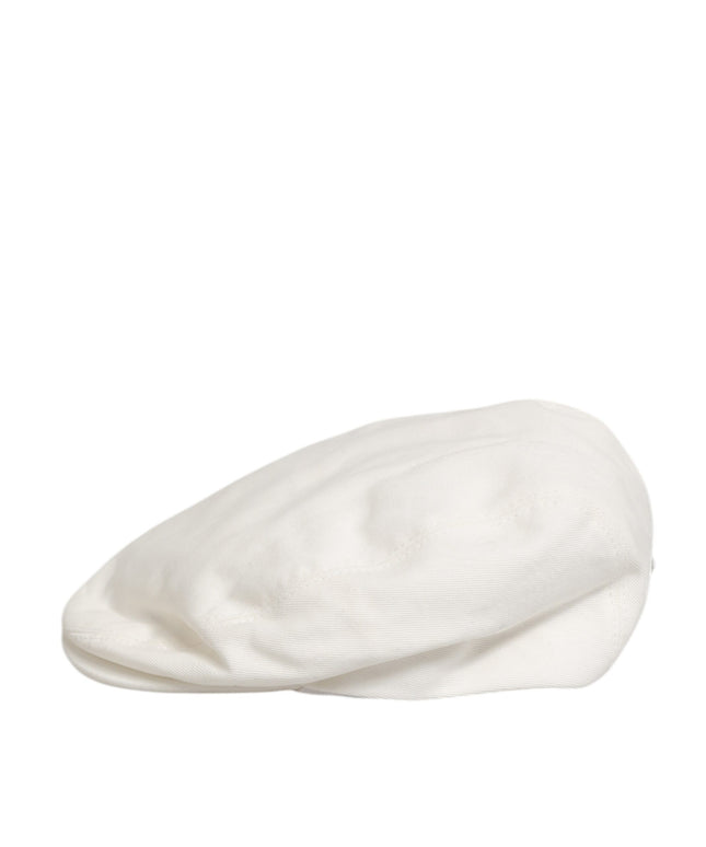 Dolce & Gabbana White Cotton Newsboy Cloth Capello Men Cap Hat