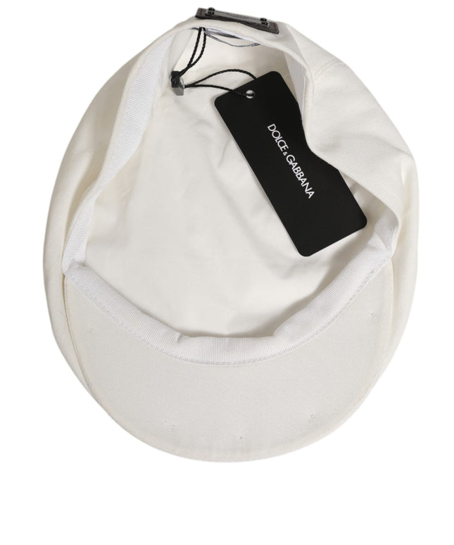 Dolce & Gabbana White Cotton Newsboy Cloth Capello Men Cap Hat