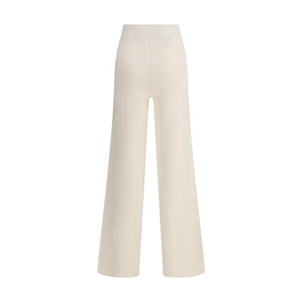 Back view of Max Mara Marzia Pants in cream, showcasing tailored fit and elegant wide-leg design for versatile women's fashion.