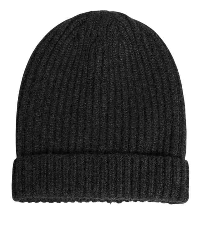 Dolce & Gabbana Black Cashmere Knitted Beanie Men Capello Hat
