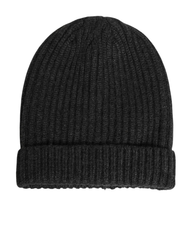 Dolce & Gabbana Black Cashmere Knitted Beanie Men Capello Hat