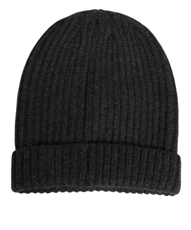 Dolce & Gabbana Black Cashmere Knitted Beanie Men Capello Hat