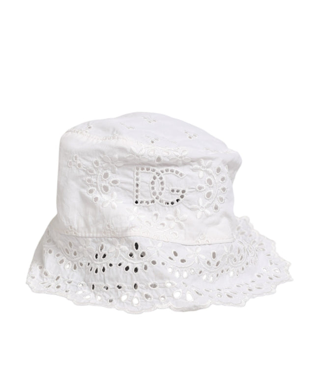 Dolce & Gabbana White Nylon Cut Out Bucket Logo Capello Hat
