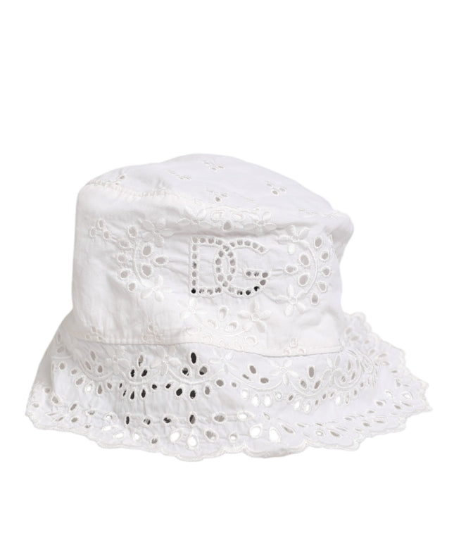Dolce & Gabbana White Nylon Cut Out Bucket Logo Capello Hat