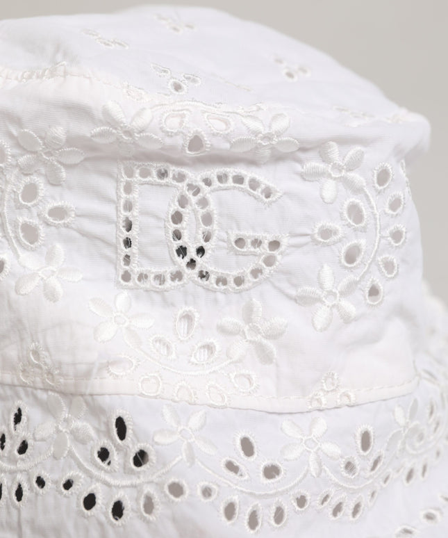 Dolce & Gabbana White Nylon Cut Out Bucket Logo Capello Hat