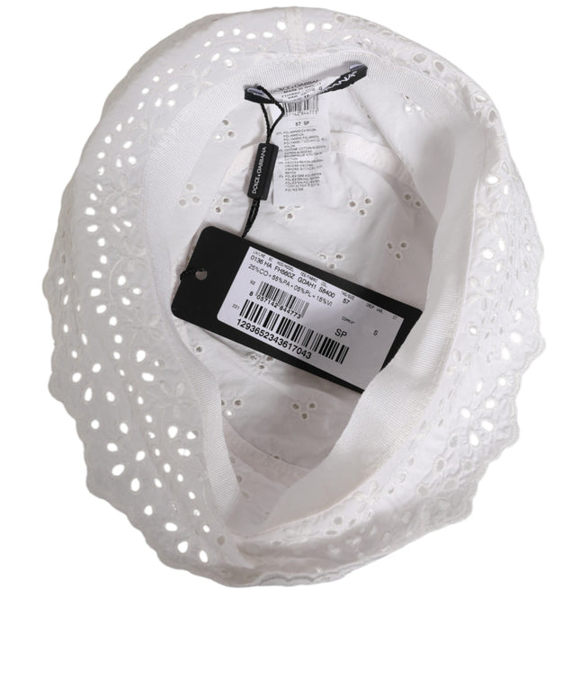 Dolce & Gabbana White Nylon Cut Out Bucket Logo Capello Hat