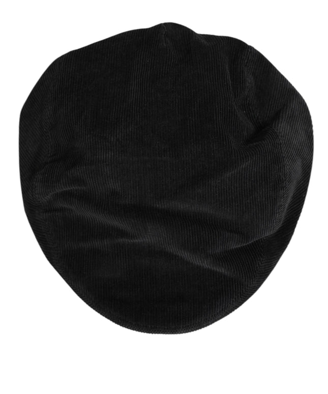 Dolce & Gabbana Black Cotton DG Logo Newsboy Cloth Capello Hat