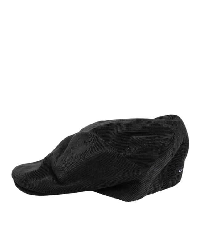 Dolce & Gabbana Black Cotton DG Logo Newsboy Cloth Capello Hat