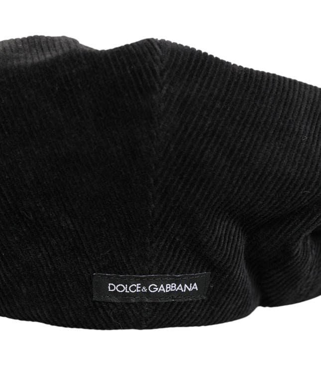 Dolce & Gabbana Black Cotton DG Logo Newsboy Cloth Capello Hat