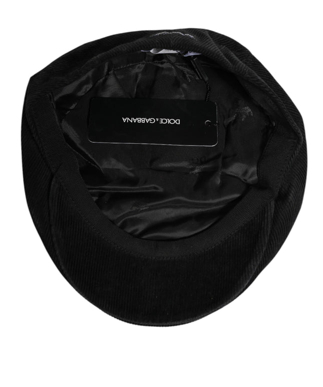 Dolce & Gabbana Black Cotton DG Logo Newsboy Cloth Capello Hat
