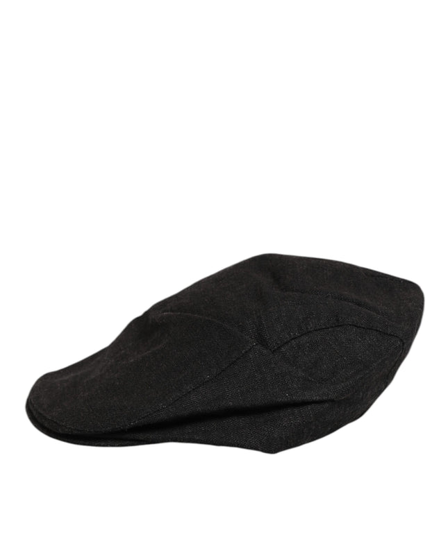 Dolce & Gabbana Black Cotton DG Logo Newsboy Cloth Capello Hat