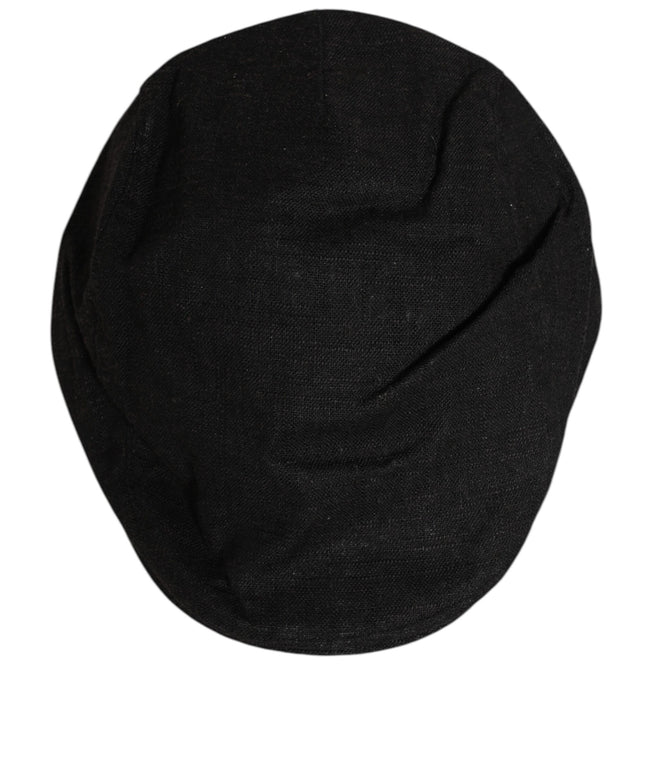 Dolce & Gabbana Black Cotton DG Logo Newsboy Cloth Capello Hat