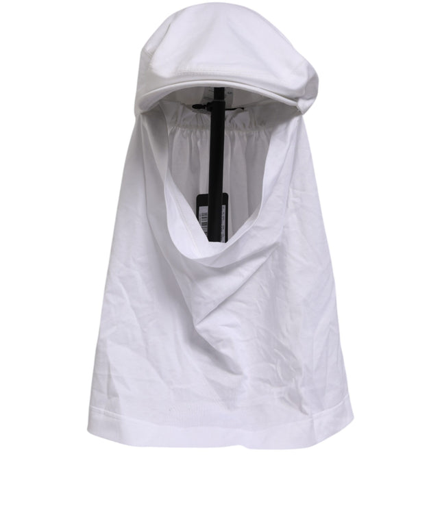 Dolce & Gabbana White Cotton DG Logo Plaque Baseball Balaclava Hat