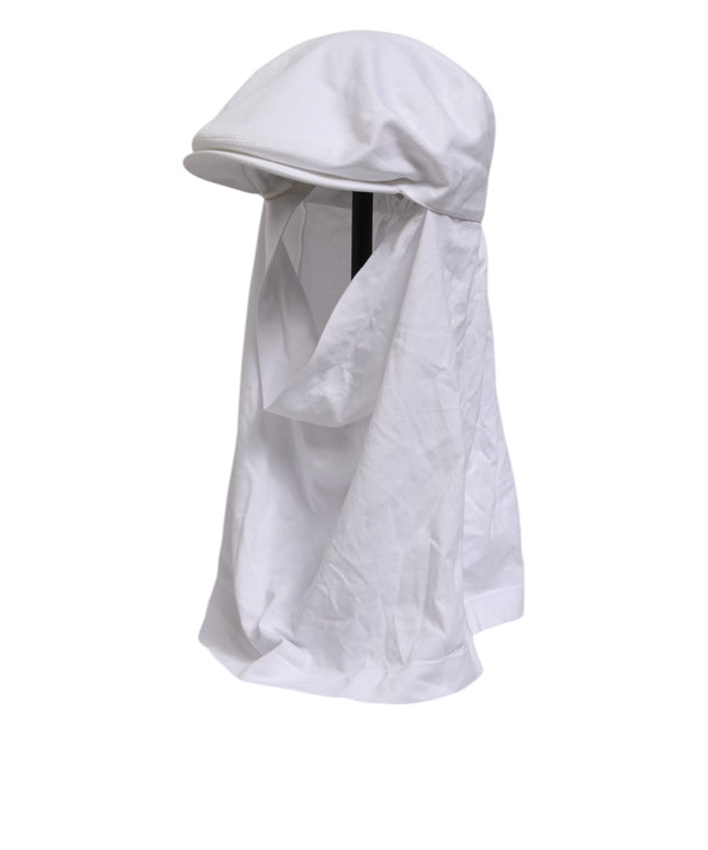 Dolce & Gabbana White Cotton DG Logo Plaque Baseball Balaclava Hat
