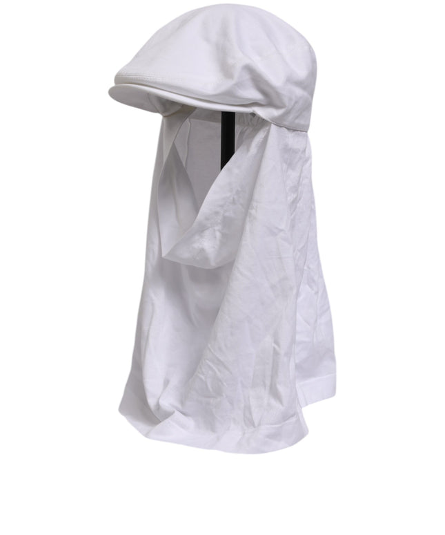Dolce & Gabbana White Cotton DG Logo Plaque Baseball Balaclava Hat