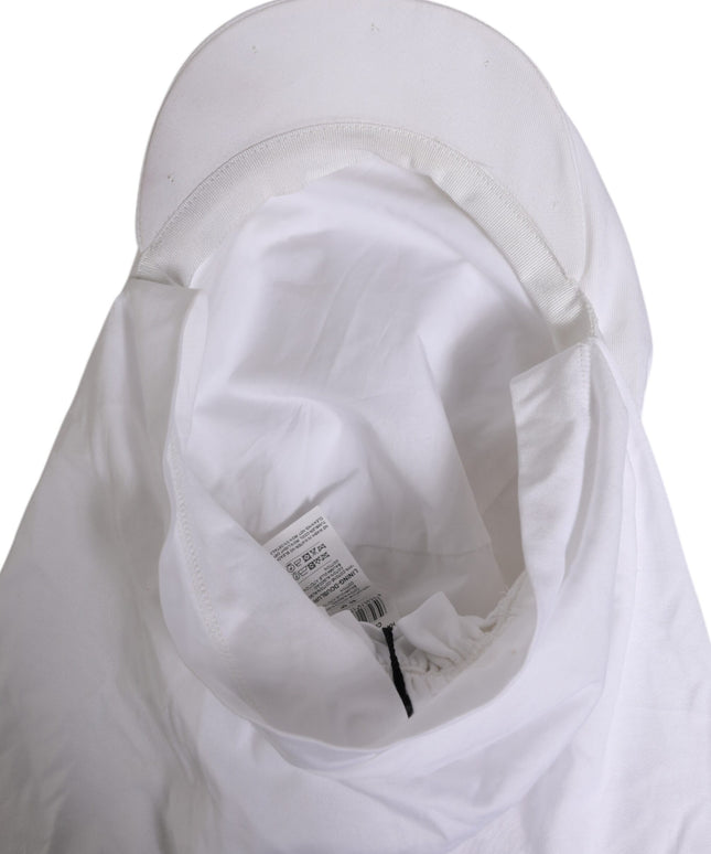 Dolce & Gabbana White Cotton DG Logo Plaque Baseball Balaclava Hat