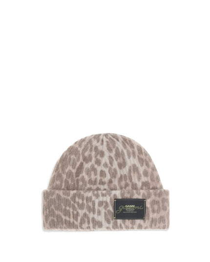 Ganni Leopard beanie Hat