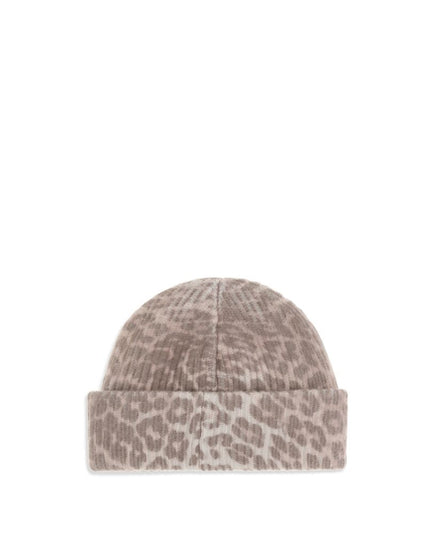 Ganni Leopard beanie Hat