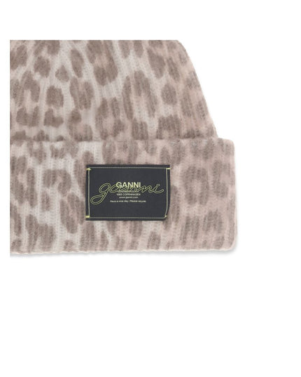 Ganni Leopard beanie Hat