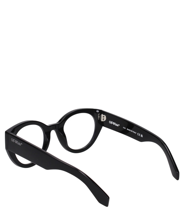 Side and inner view of Off-White Black Acetate Sunglasses showing logo detail and durable construction, perfect for stylish eyewear collections.