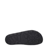 Sole view of Off-White Black Cotton Slippers Sandals displaying textured outsole with embossed logo for grip and brand authenticity.