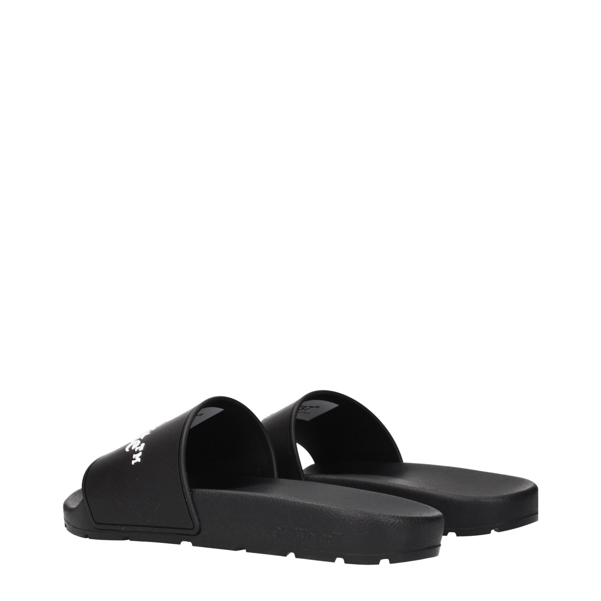 Off-White Black Cotton Slippers Sandals rear angle showing minimalist design and durable sole for long-lasting wear.