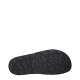 Off-White Black Cotton Slippers Sandals outsole view featuring textured grip and signature Off-White logo for added brand appeal.
