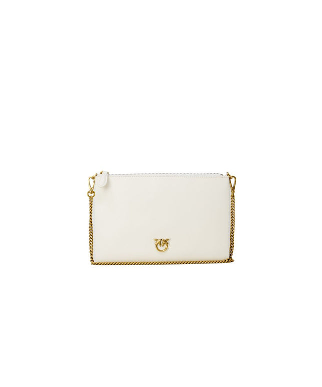 PINKO Cream Leather Clutch Bag