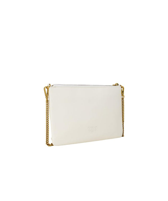 PINKO Cream Leather Clutch Bag