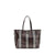Burberry Medium Highlands Tote Bag in multicolor plaid with leather handles, ideal for women's shoulder bag collection.
