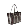 Side view of Burberry Medium Highlands Tote Bag showcasing spacious interior and signature check pattern for stylish daily use.