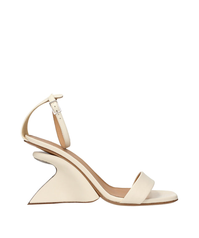 Off-White Beige Leather Platforms