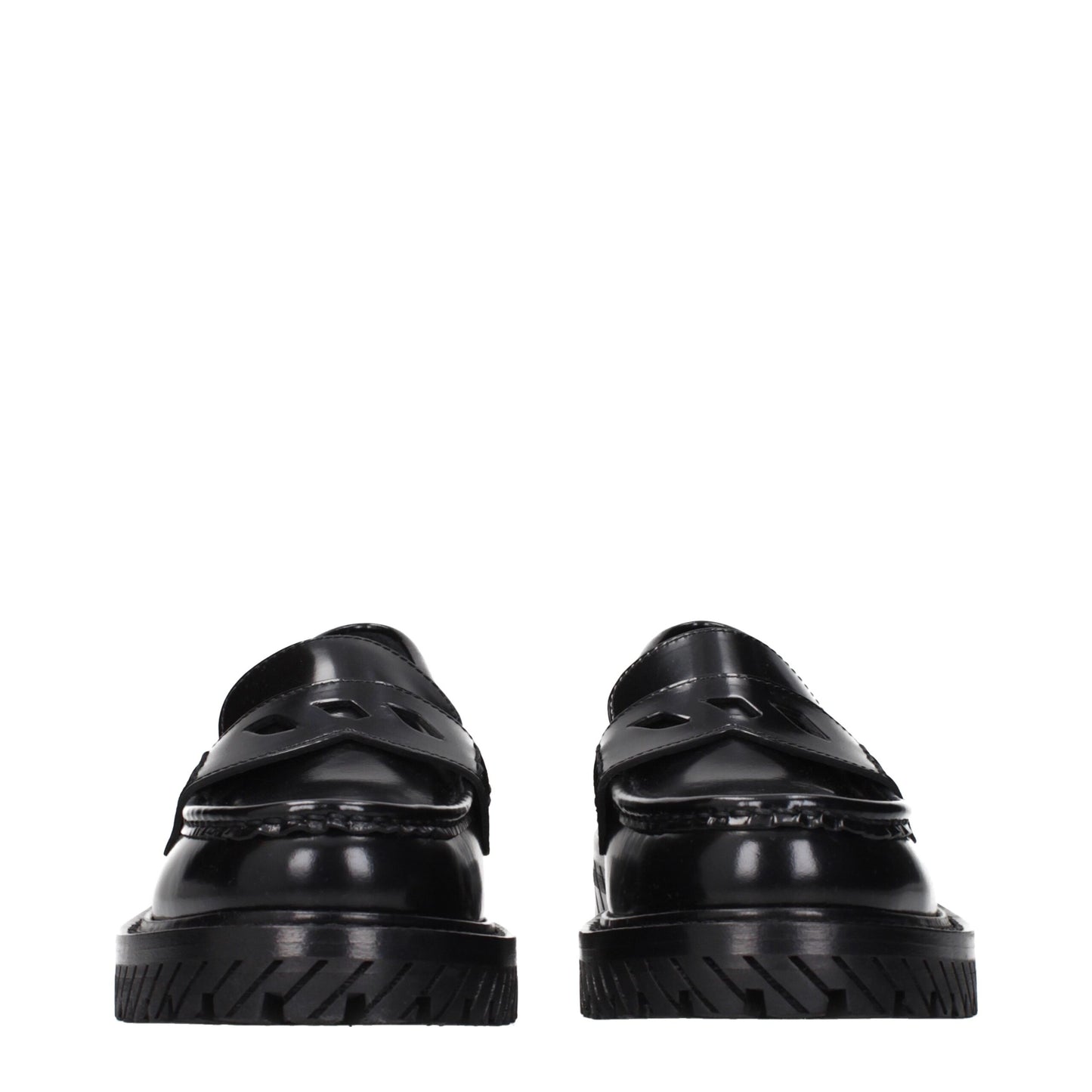 Off-White Black Leather Slip-On Loafers