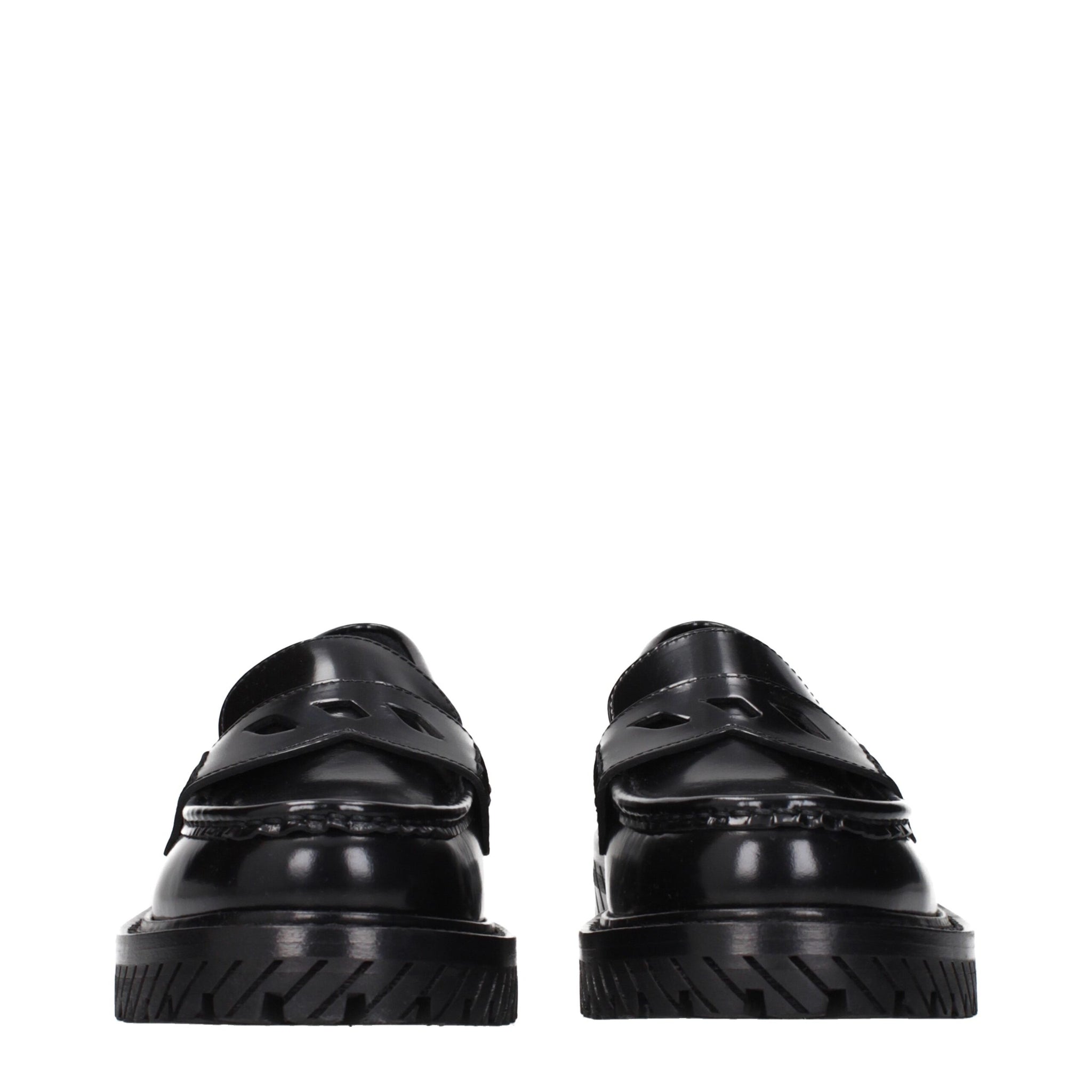 Off-White Black Leather Slip-On Loafers