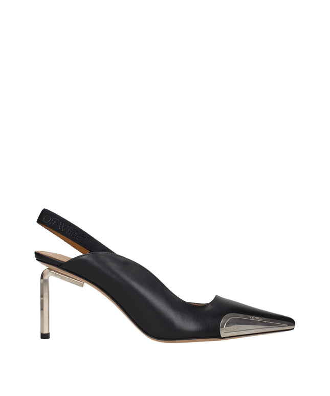 Off-White Black Leather High Heel Pumps