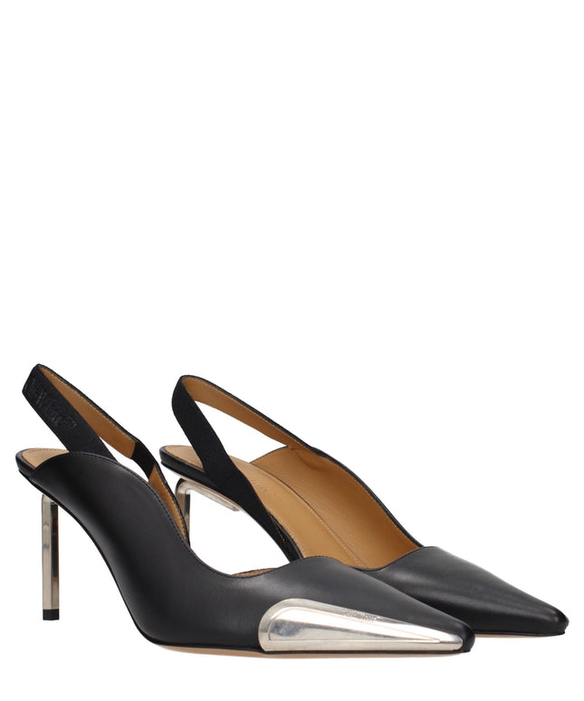 Off-White Black Leather High Heel Pumps