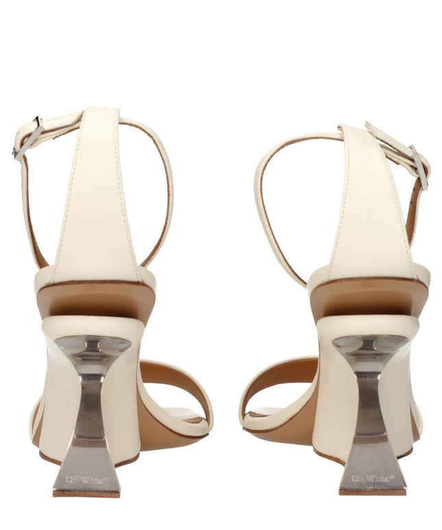 Off-White Beige Leather Platforms