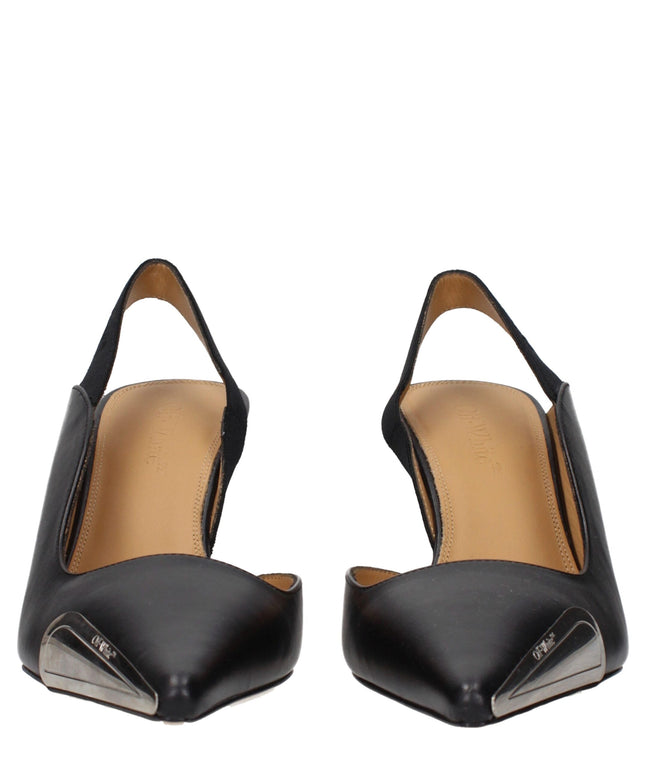 Off-White Black Leather High Heel Pumps