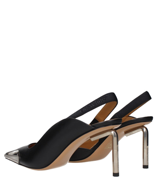 Off-White Black Leather High Heel Pumps