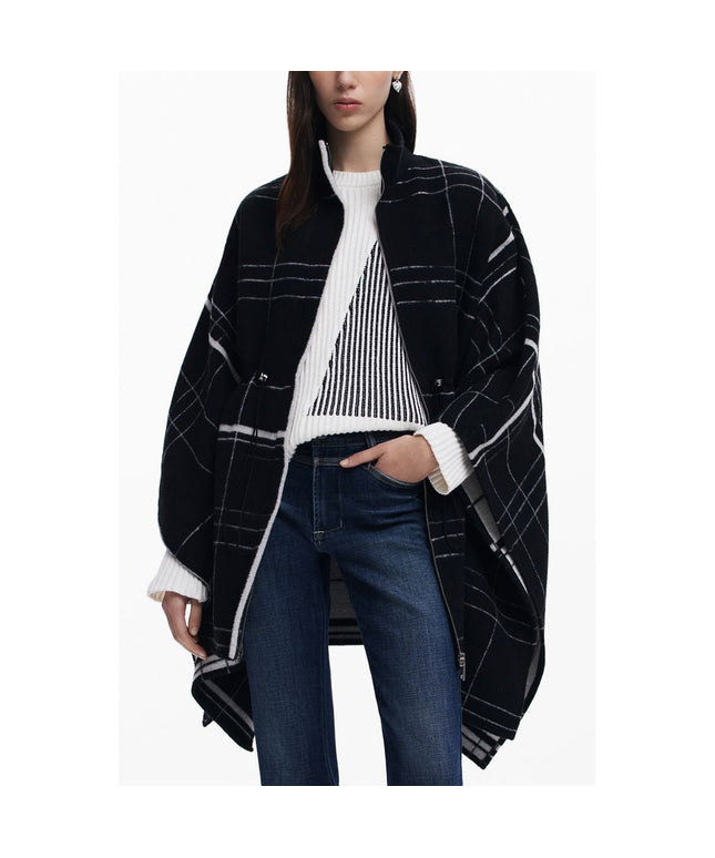 Desigual Black Wool Women Poncho