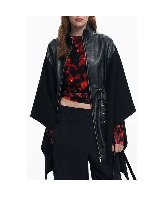 Desigual Black Polyester Women Poncho
