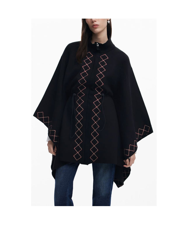 Desigual Black Polyester Women Poncho