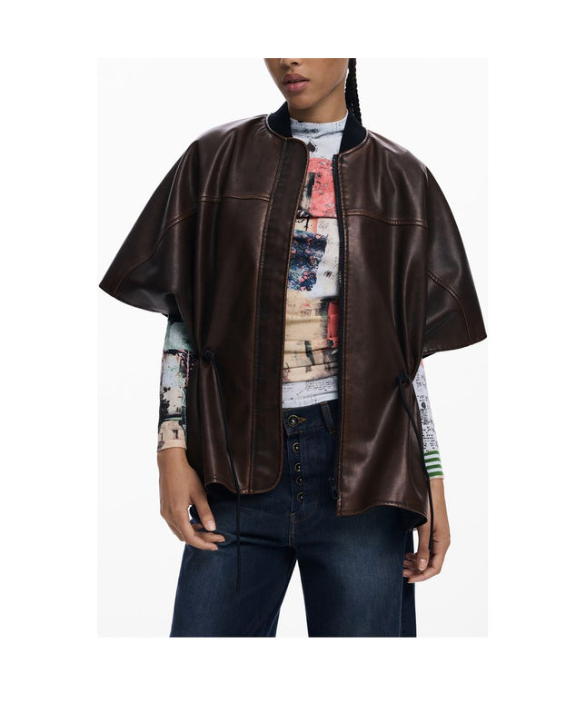 Desigual Brown Polyethylene Women Poncho