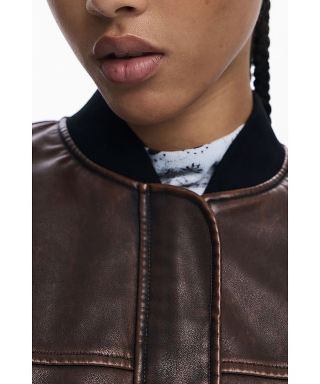 Desigual Brown Polyethylene Women Poncho