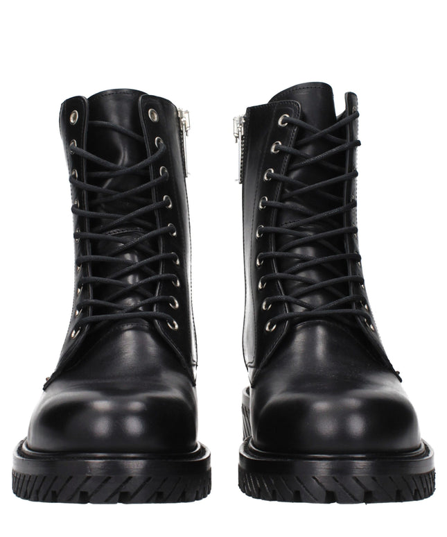 Off-White Black Leather Ankle Boots