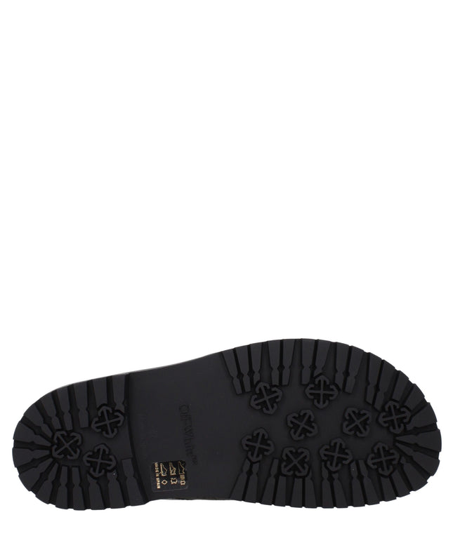 Off-White Green Fabric Flat Sandals